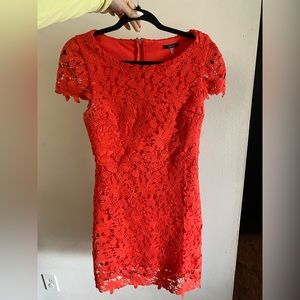 Orange/red wedding guest dress